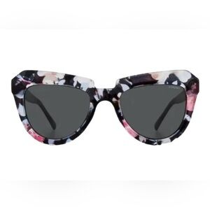 NEW KOMONO Sunglasses Stella Floral Feminine Cat eye Black Pink